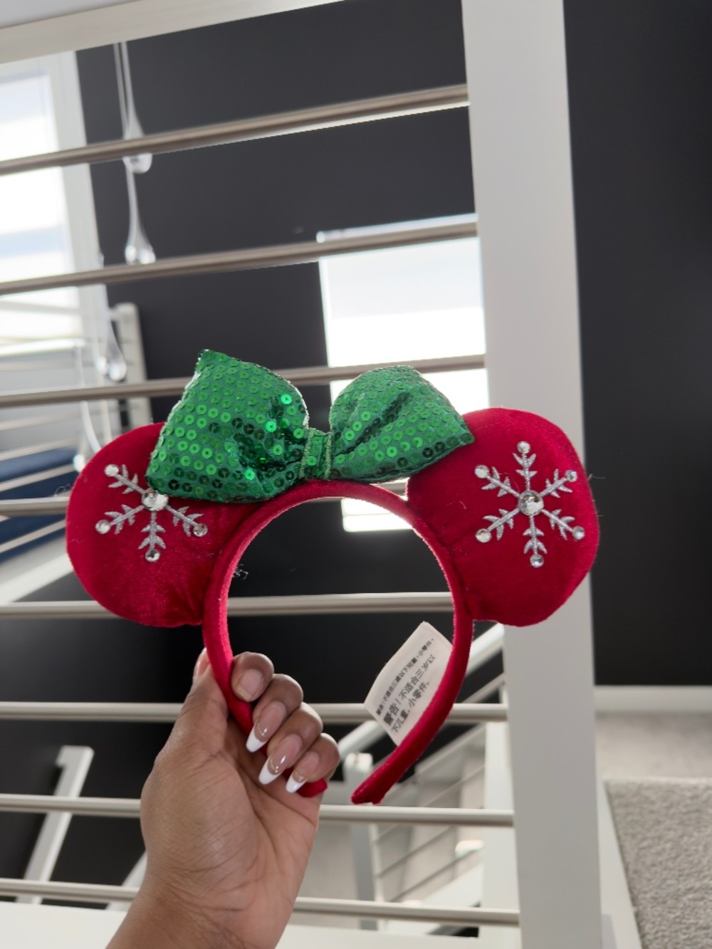 Disney Christmas Red and Green sequin Minnie Ear Headband